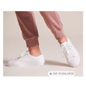 KEDS Jump Kick Washable Leather Sneaker, White, 6 EUC